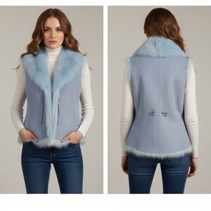 100% real sheepskin fur suede vest made in England size S